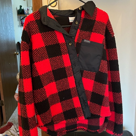 Red Columbia Flannel Sweater Jacket - Picture 2 of 4